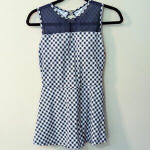 NWOT d&co. Beach One Piece Blue and White Gingham Check Swimsuit. Size 4